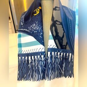 Blue Saddle print square scarf 35”x35”